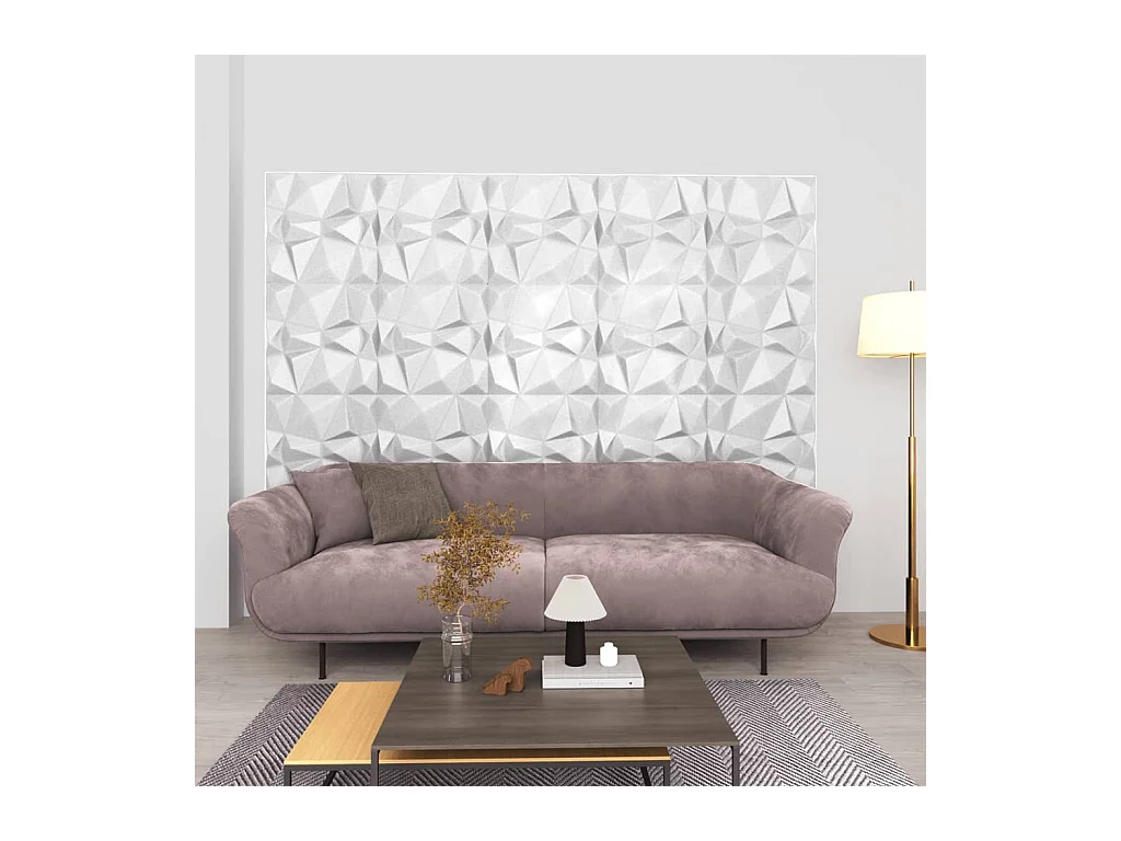 Panneaux muraux 3D 12 pcs 50x50 cm blanc diamant 3 m² FR946842