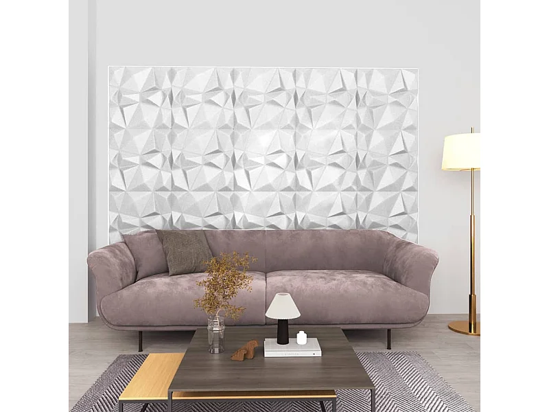 Panneaux muraux 3D 12 pcs 50x50 cm blanc diamant 3 m² FR946842