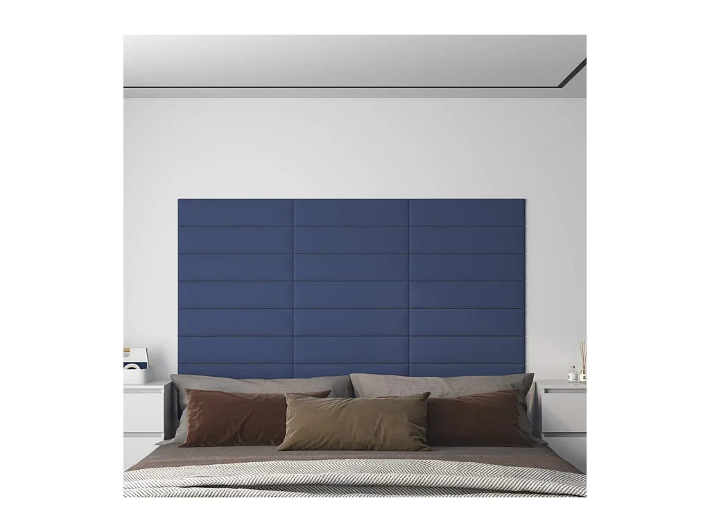 Panneaux muraux 12 pcs Bleu 60x15 cm Tissu 1,08 m² FR438594
