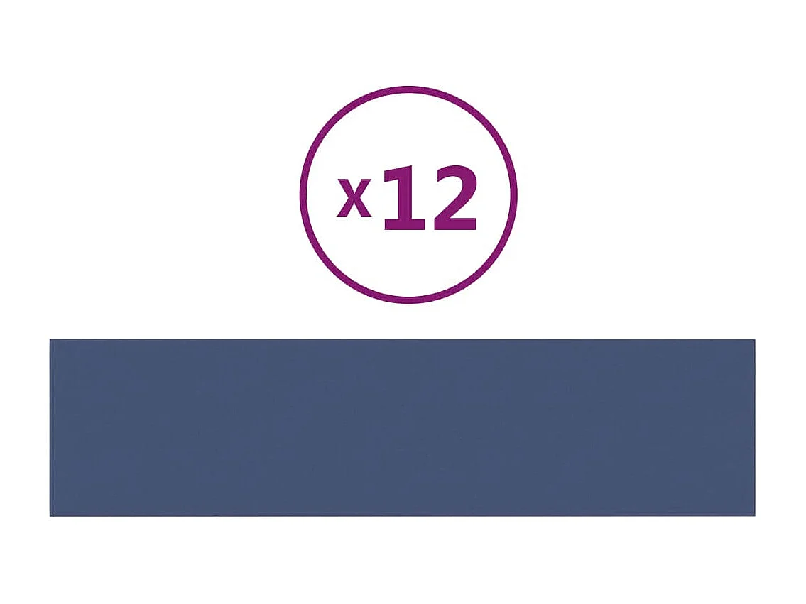 Painel de parede 12 pcs 60x15 cm tecido 1,08 m² cor azul PT497967