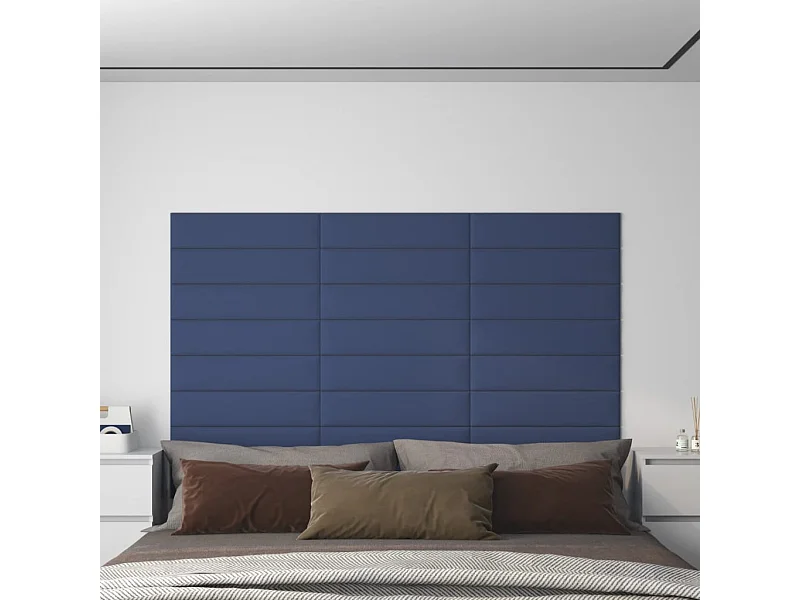 Paneles de pared 12 uds tela azul 60x15 cm 1,08 m² ES228607