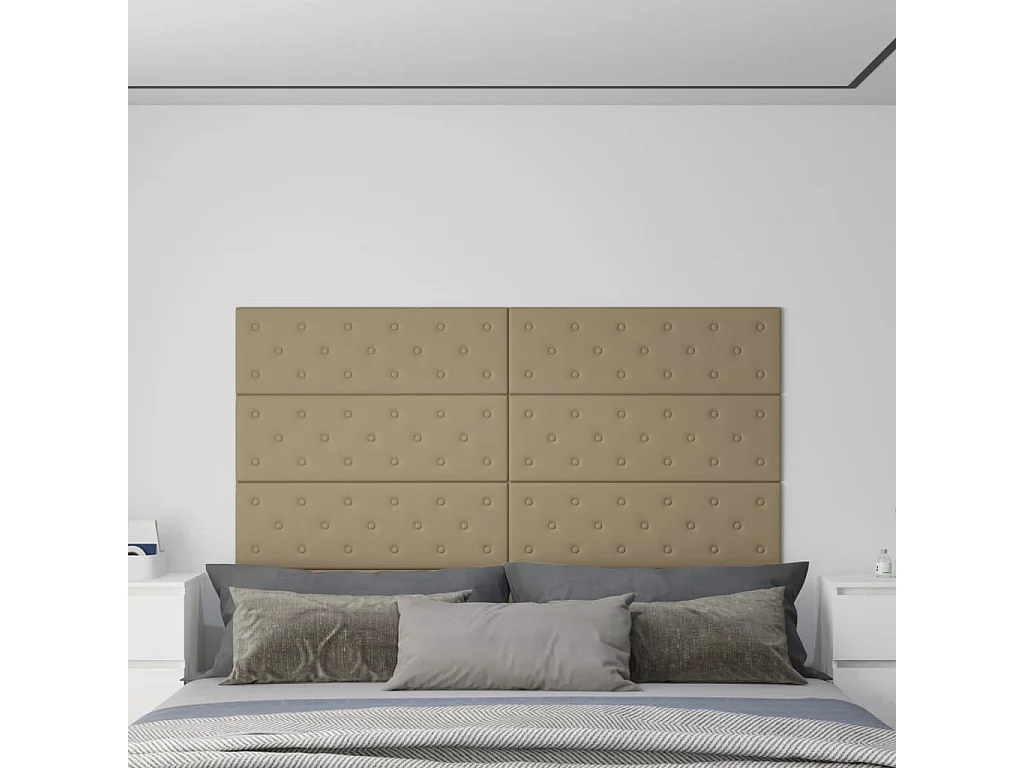 Panneaux muraux 12 pcs Cappuccino 90x30 cm Similicuir 3,24 m² FR108887