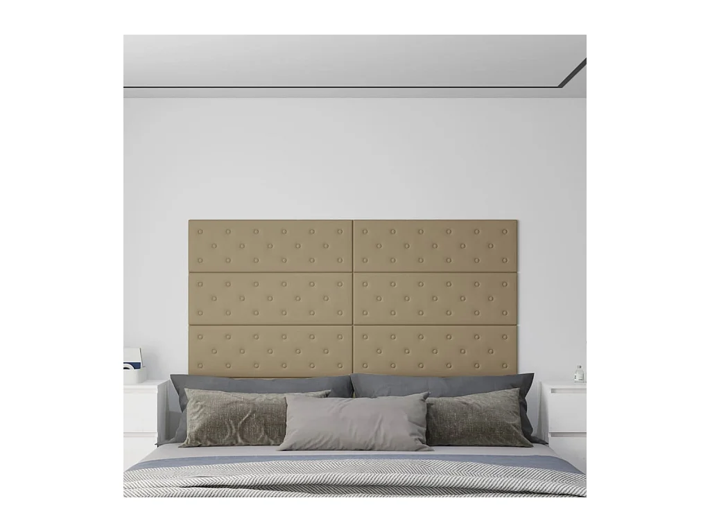 Paneles pared 12 uds cuero sintético capuchino 90x30 cm 3,24 m² ES201188