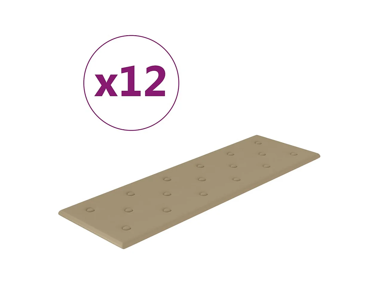 Painel parede 12pcs 90x30 cm couro artificial 3,24m² cappuccino PT596912