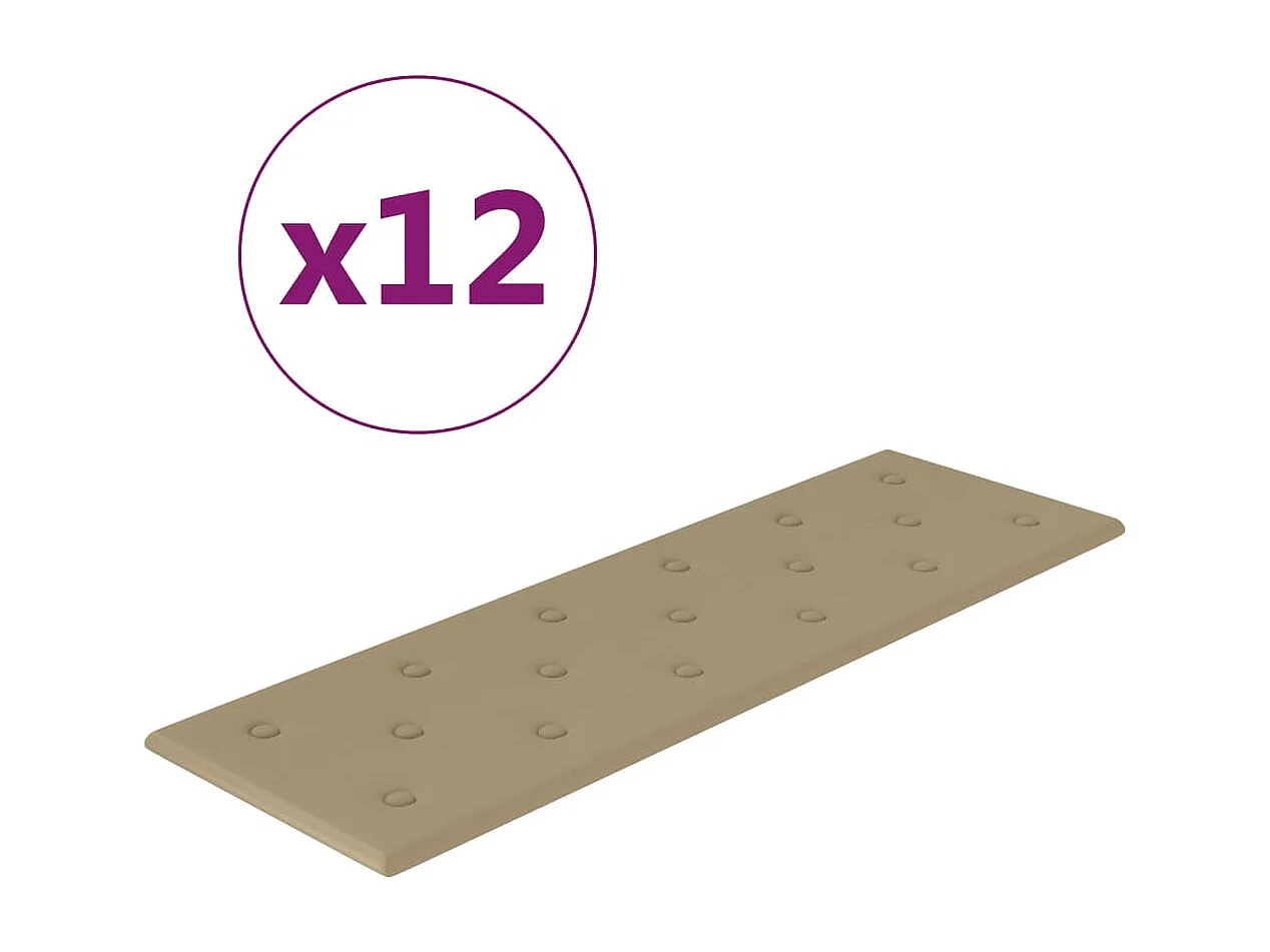 Painel parede 12pcs 90x30 cm couro artificial 3,24m² cappuccino PT596912