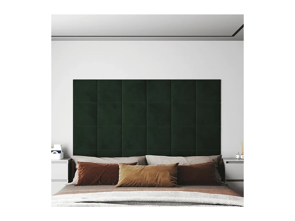 Panneaux muraux 12 pcs Vert foncé 30x30 cm Velours 1,08 m² FR814718