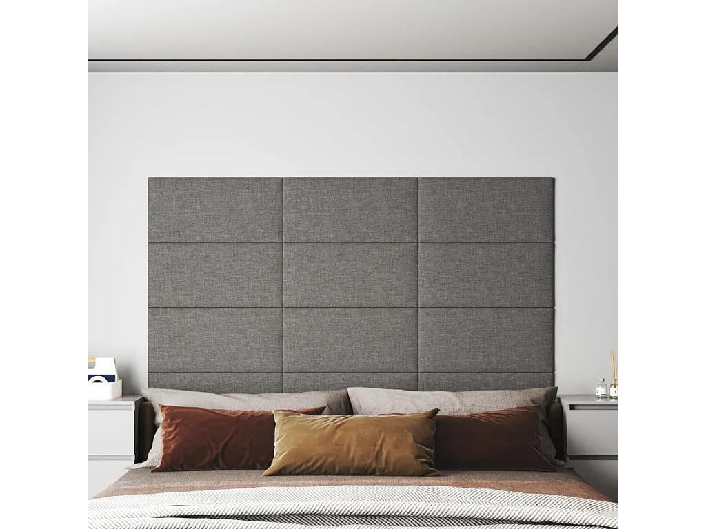 Panneaux muraux 12 pcs Gris clair 60x30 cm Tissu 2,16 m² FR563505