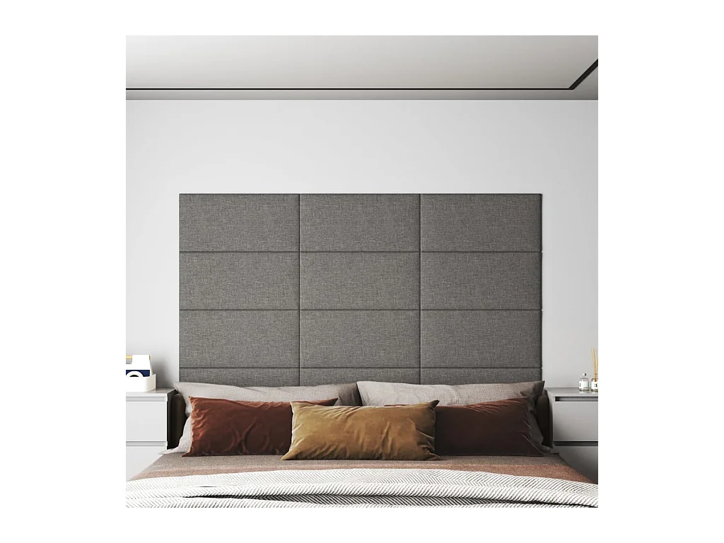 Panneaux muraux 12 pcs Gris clair 60x30 cm Tissu 2,16 m² FR563505