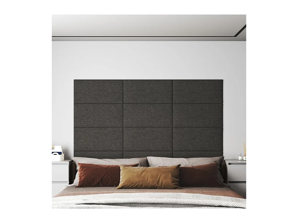 Panneaux muraux 12 pcs Gris foncé 60x30 cm Tissu 2,16 m² FR235179