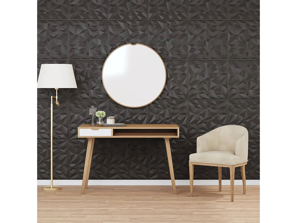 Panneaux muraux 24 pcs noir 50x50 cm XPS 6 m² améthyste FR583989