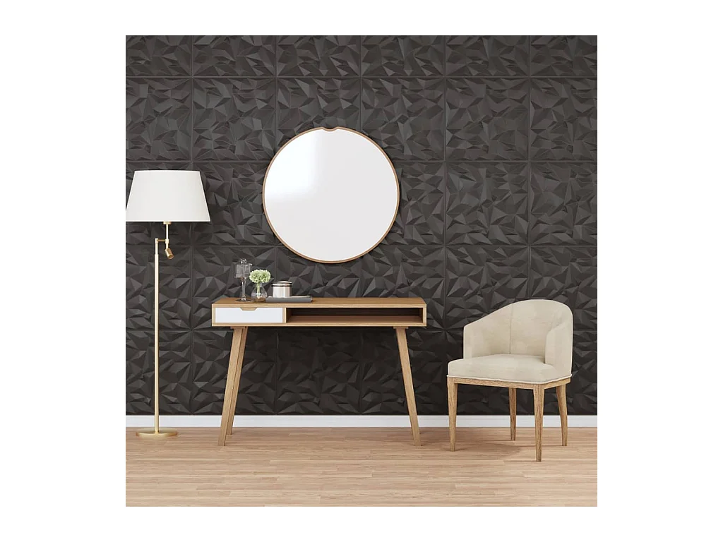 Panneaux muraux 24 pcs noir 50x50 cm XPS 6 m² améthyste FR583989