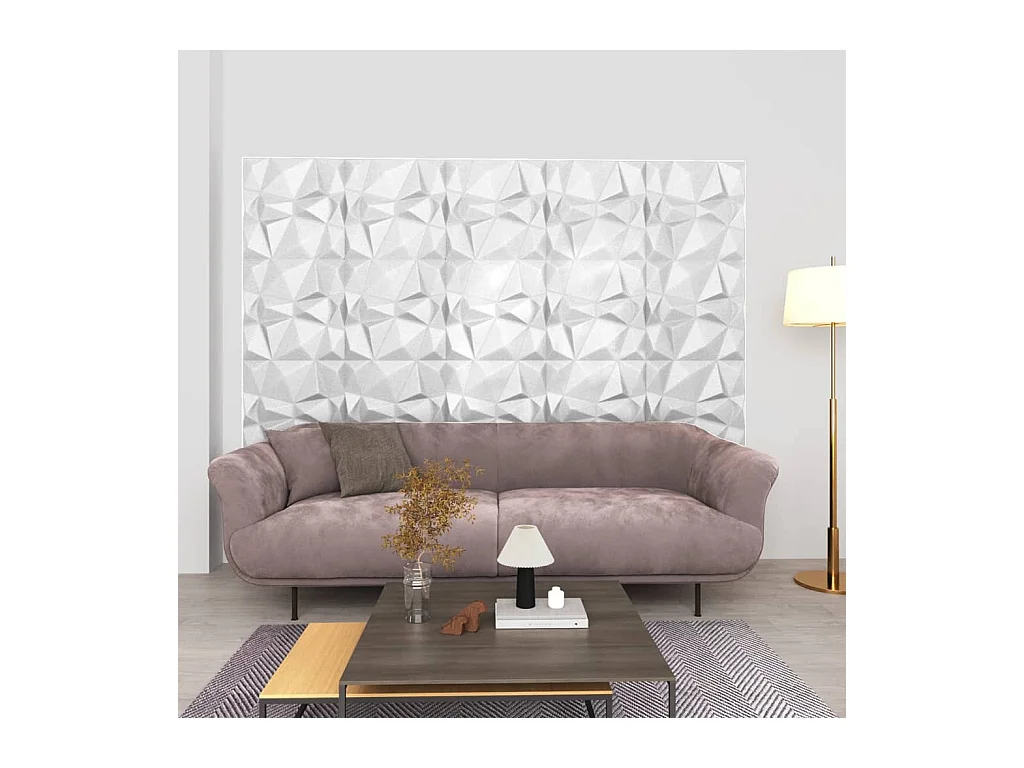 Panneaux muraux 3D 24 pcs 50x50 cm Blanc diamant 6 m² FR754684