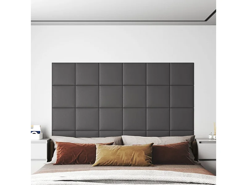 Panneaux muraux 12 pcs Gris 30x30 cm Similicuir 1,08 m² FR959464