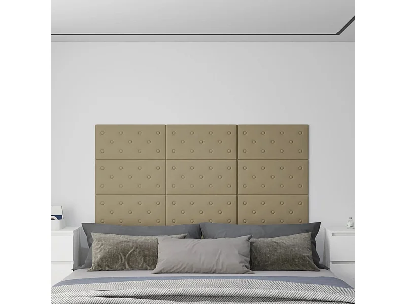 Panneaux muraux 12 pcs Cappuccino 60x30 cm Similicuir 2,16 m² FR363592