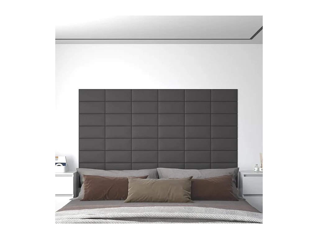 Panneaux muraux 12 pcs Gris 30x15 cm Similicuir 0,54 m² FR110916