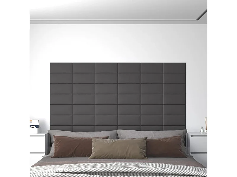 Panneaux muraux 12 pcs Gris 30x15 cm Similicuir 0,54 m² FR110916