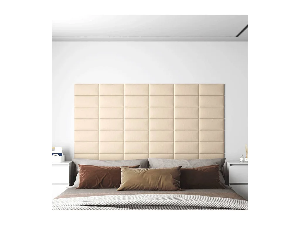 Panneaux muraux 12 pcs Crème 30x15 cm Tissu 0,54 m² FR834129
