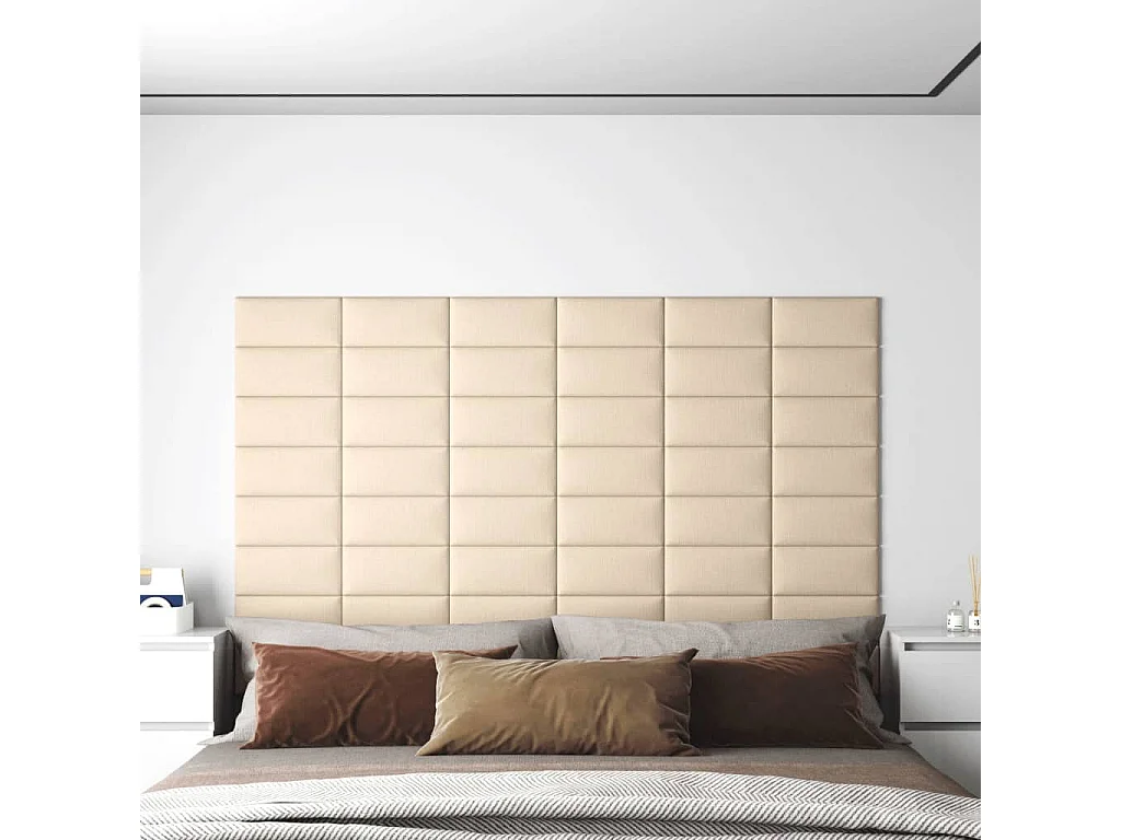 Panneaux muraux 12 pcs Crème 30x15 cm Tissu 0,54 m² FR834129