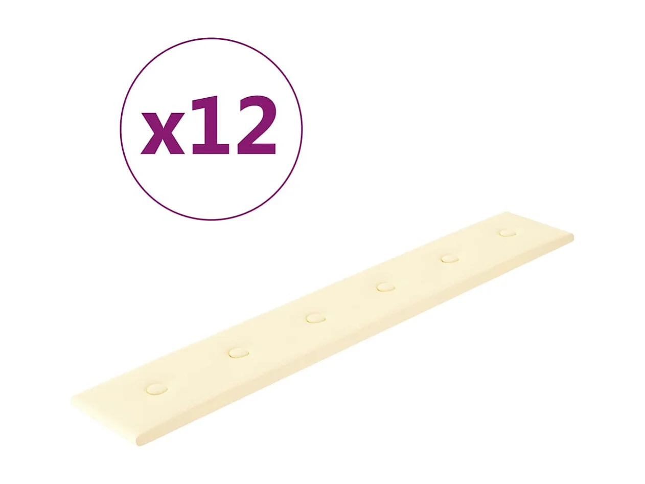 Panneaux muraux 12 pcs Crème 90x15 cm Similicuir 1,62 m² FR398426