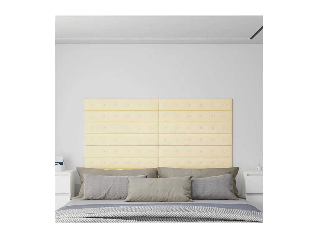 Panneaux muraux 12 pcs Crème 90x15 cm Similicuir 1,62 m² FR398426