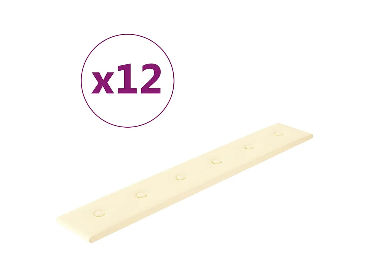 Wandpanelen 12 st 1,62 m² 90x15 cm kunstleer crèmekleurig BE777281