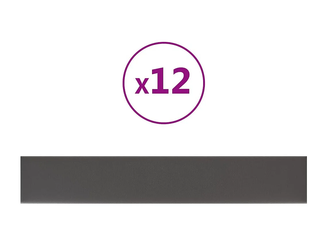 Panneaux muraux 12 pcs Gris 90x15 cm Similicuir 1,62 m² FR133128