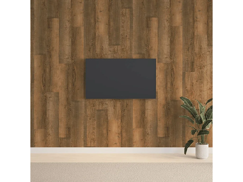 Paneles de pared con aspecto de madera PVC marrón 2,06 m² ES797940
