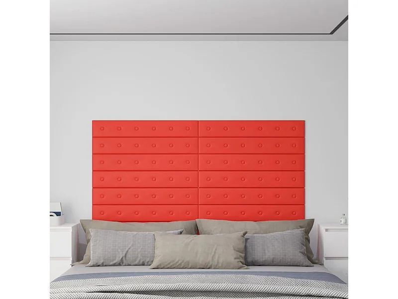Panneaux muraux 12 pcs Rouge 90x15 cm Similicuir 1,62 m² FR422605