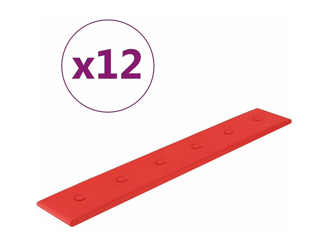 Panneaux muraux 12 pcs Rouge 90x15 cm Similicuir 1,62 m² FR422605