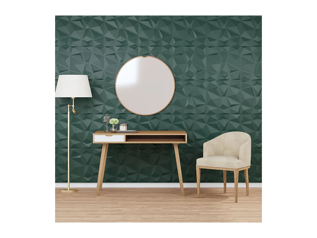 Panneaux muraux 24 pcs vert 50x50 cm XPS 6 m² losange FR980355