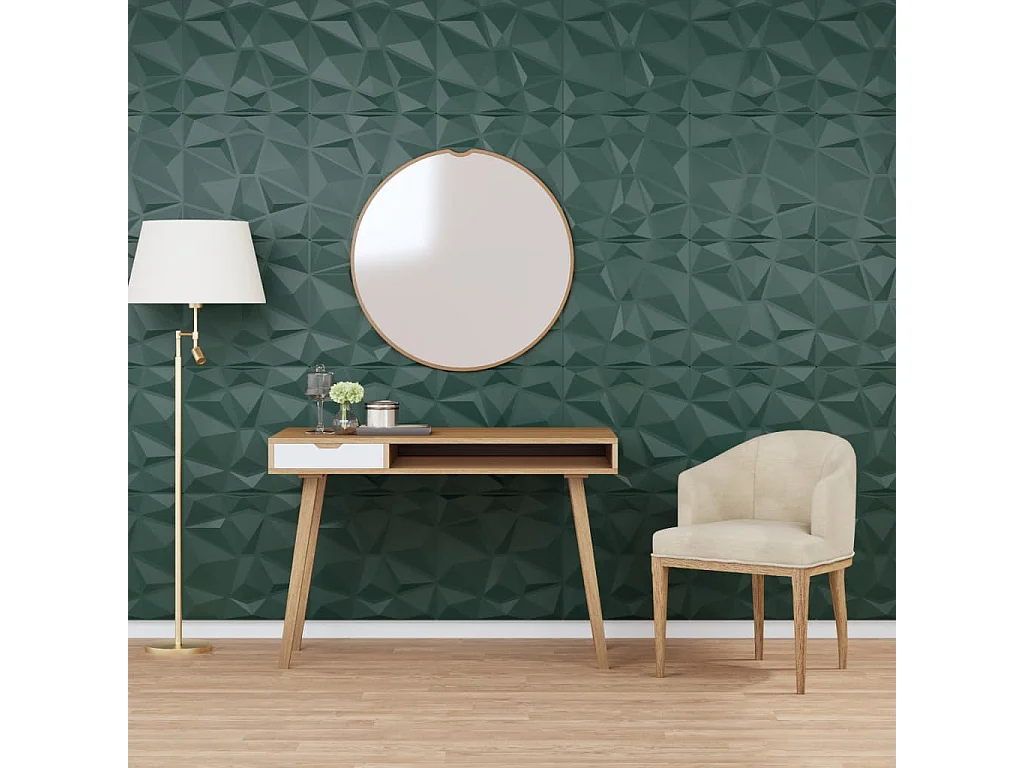 Panneaux muraux 24 pcs vert 50x50 cm XPS 6 m² losange FR980355