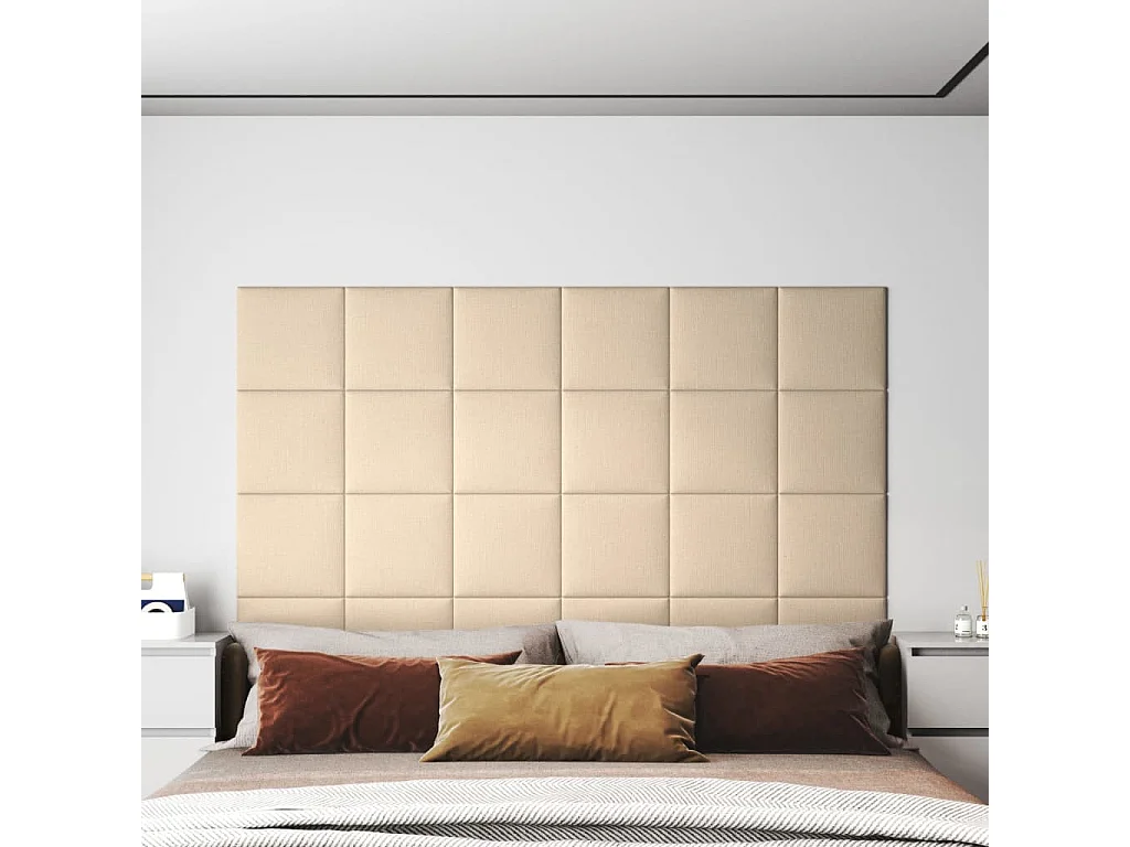 Panneaux muraux 12 pcs Crème 30x30 cm Tissu 1,08 m² FR172378