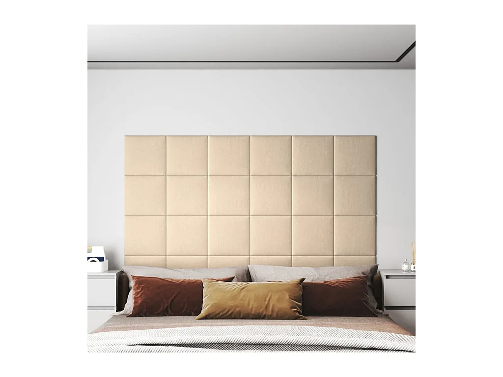 Panneaux muraux 12 pcs Crème 30x30 cm Tissu 1,08 m² FR172378