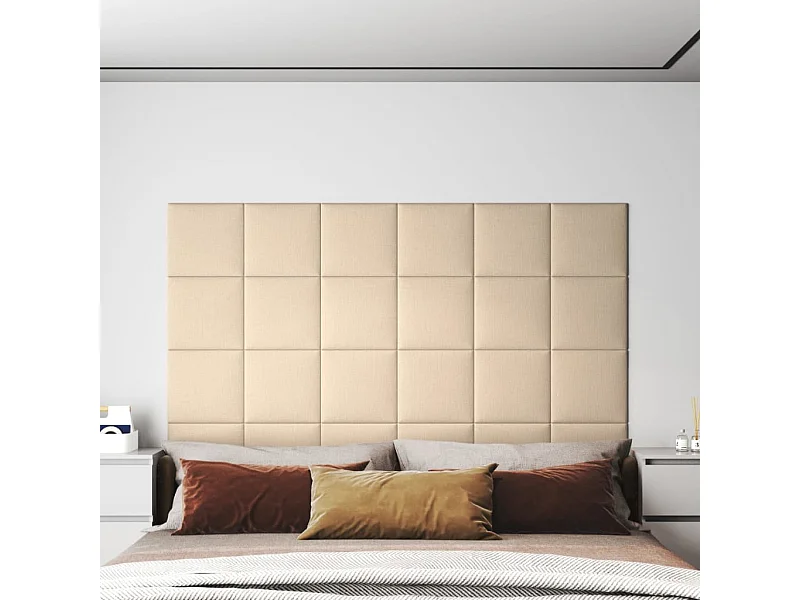 Panneaux muraux 12 pcs Crème 30x30 cm Tissu 1,08 m² FR172378