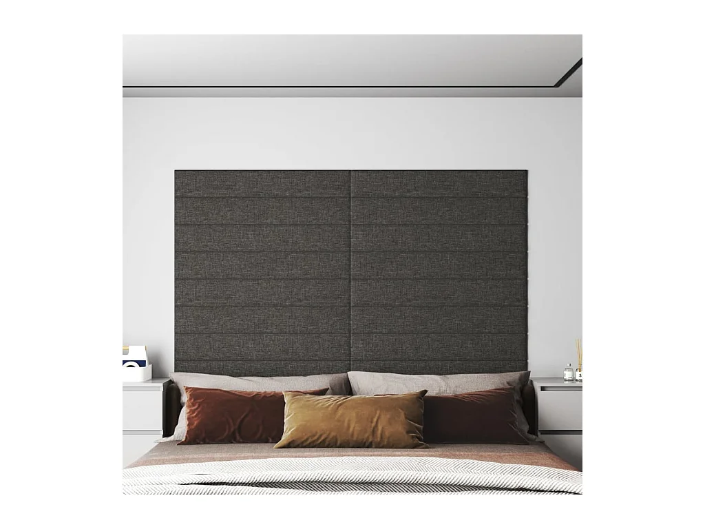 Panneaux muraux 12 pcs Gris foncé 90x15 cm Tissu 1,62 m² FR156916