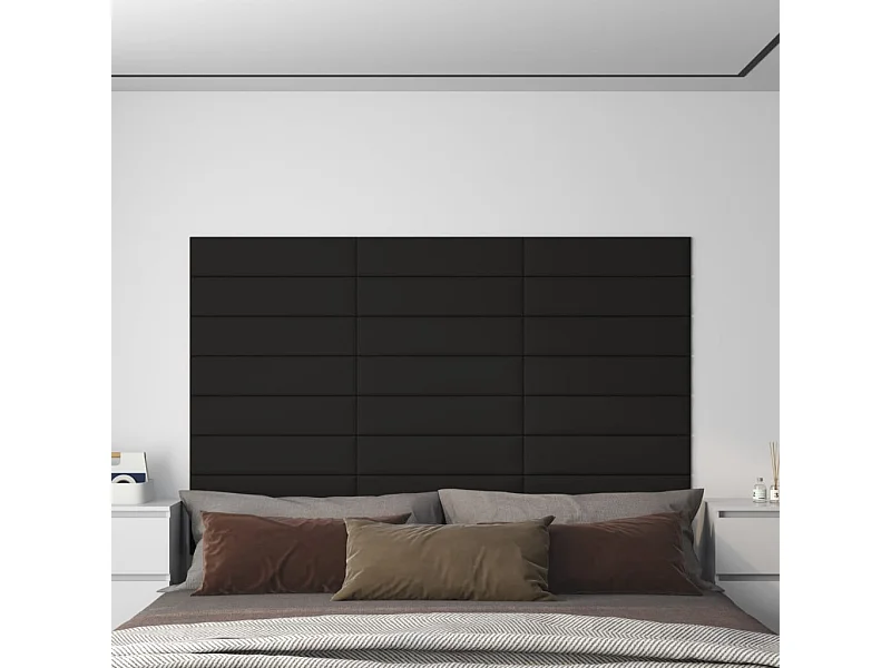 Paneles de pared 12 uds tela negro 60x15 cm 1,08 m² ES685034