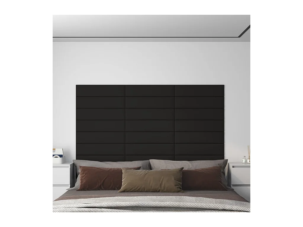 Panneaux muraux 12 pcs Noir 60x15 cm Tissu 1,08 m² FR125963