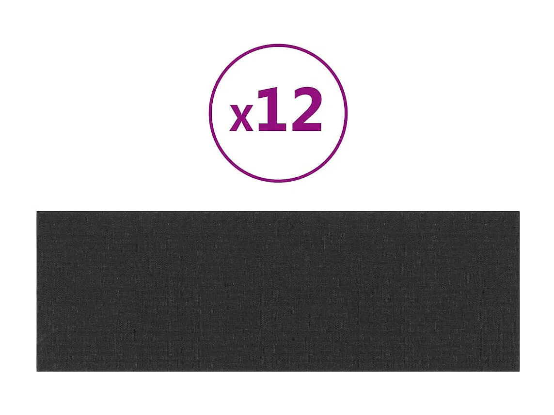 Panneaux muraux 12 pcs Noir 90x30 cm Tissu 3,24 m² FR539685