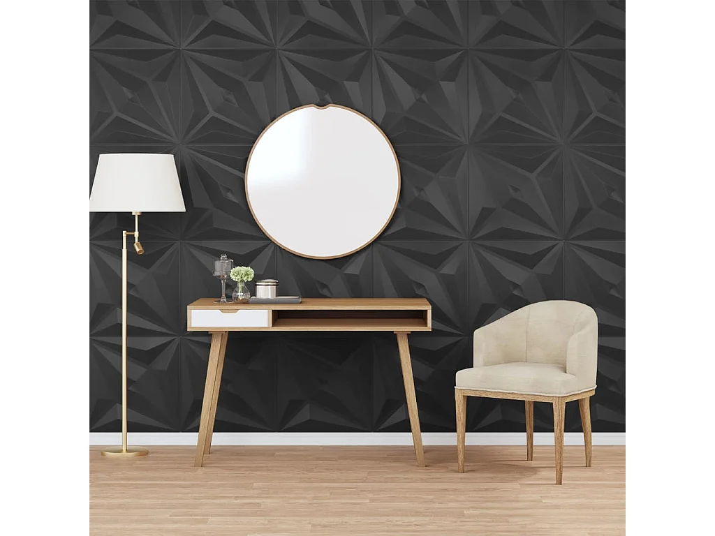 Panneaux muraux 48 pcs noir 50x50 cm XPS 12 m² étoile FR533462