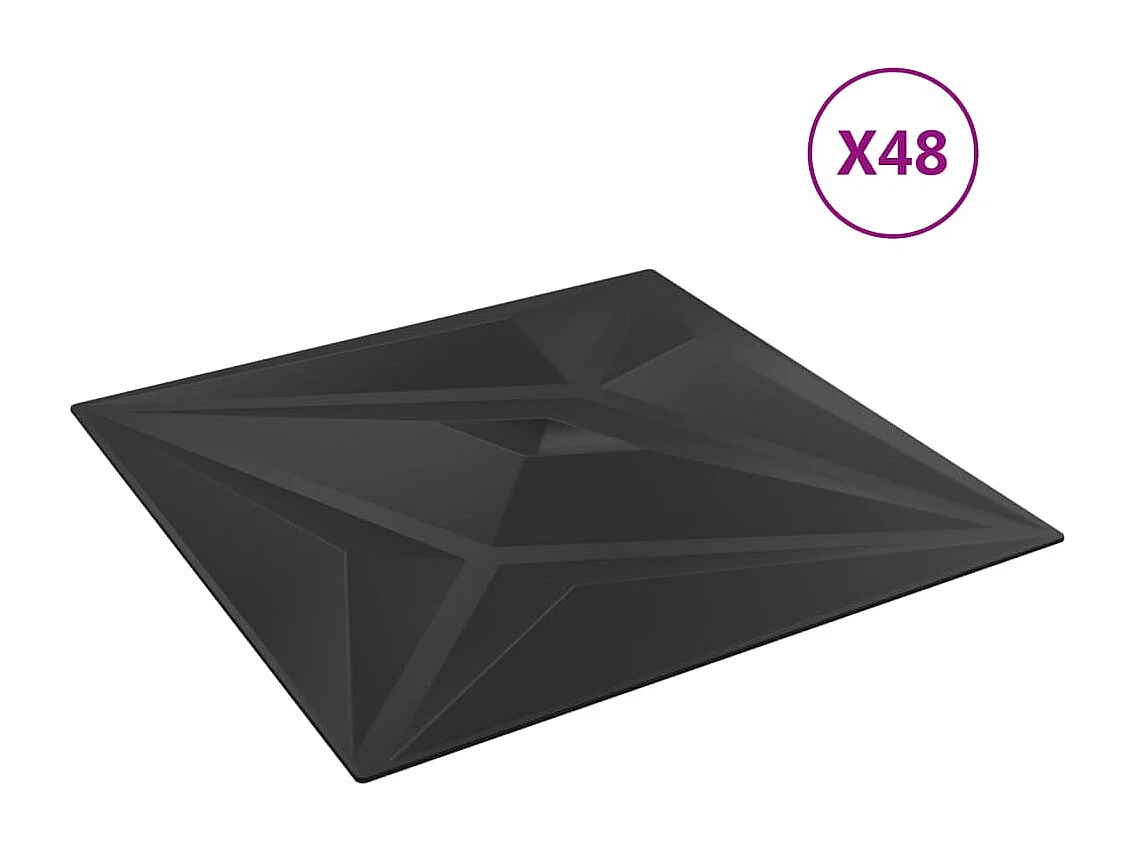 Panneaux muraux 48 pcs noir 50x50 cm XPS 12 m² étoile FR533462