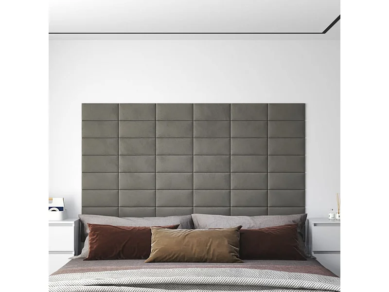 Wandpanelen 12 st 0,54 m² 30x15 cm fluweel lichtgrijs BE194518