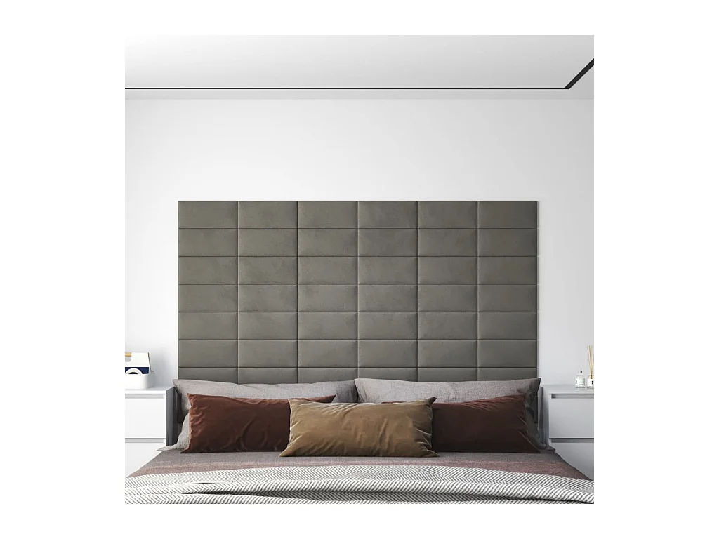 Panneaux muraux 12 pcs Gris clair 30x15 cm Velours 0,54 m² FR638095