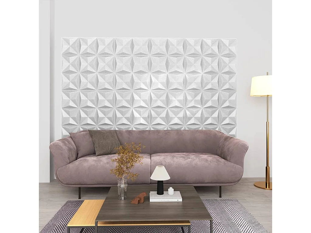 Paneles de pared 3D 24 unidades blanco origami 6 m² 50x50 cm ES409552