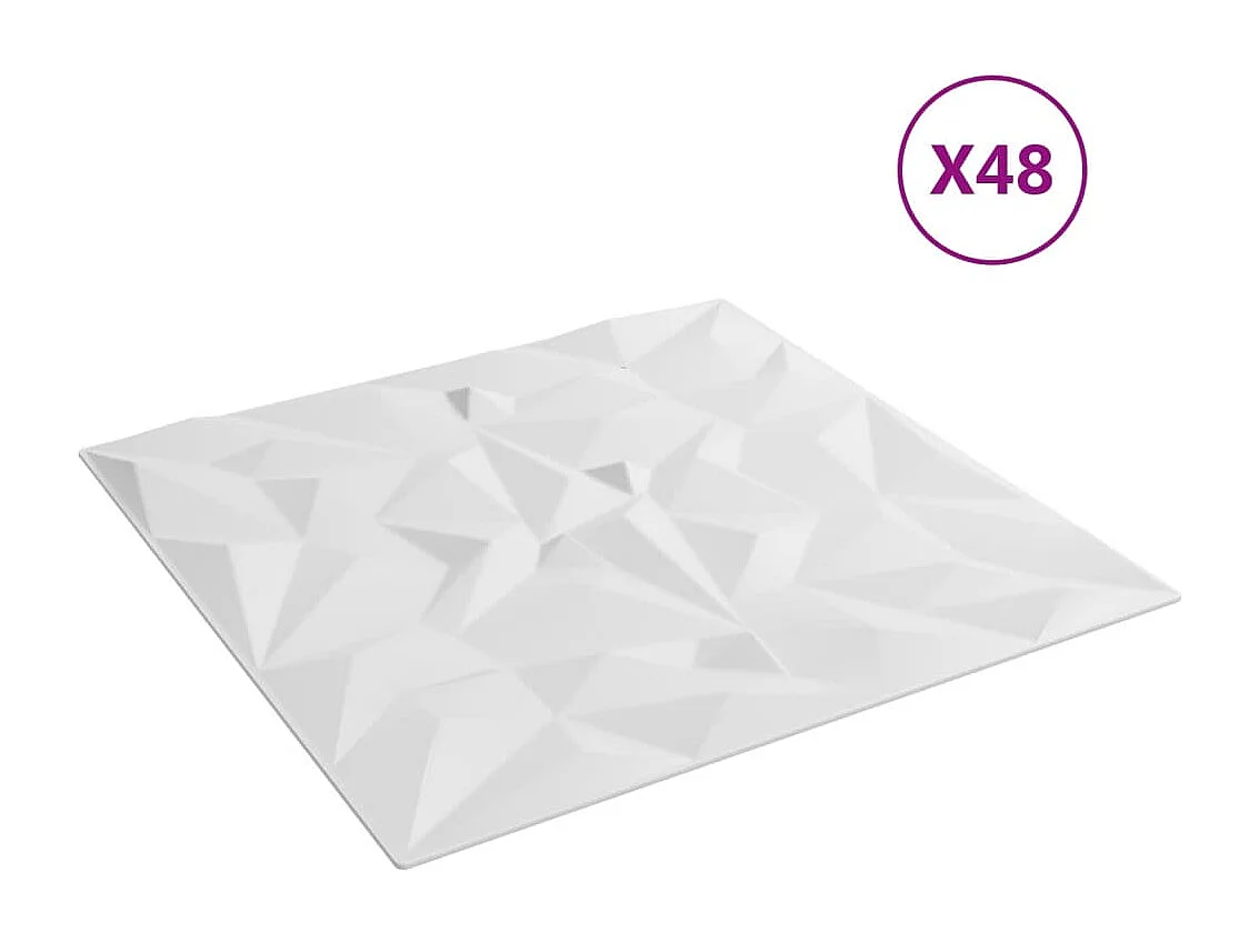 Panneaux muraux 48 pcs blanc 50x50 cm XPS 12 m² améthyste FR754946