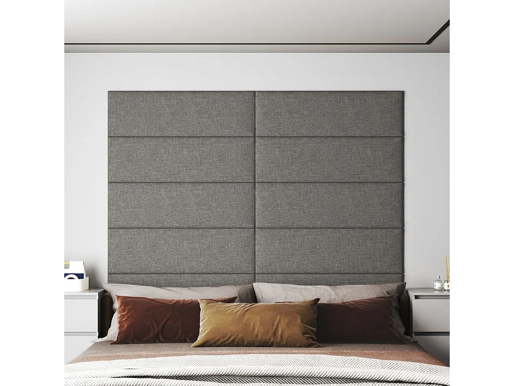 Paneles de pared 12 uds tela gris claro 90x30 cm 3,24 m² ES840217