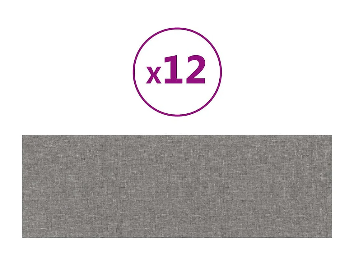 Panneaux muraux 12 pcs Gris clair 90x30 cm Tissu 3,24 m² FR546402