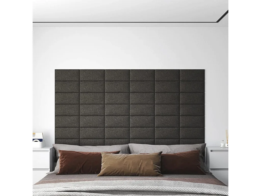 Panneaux muraux 12 pcs Gris foncé 30x15 cm Tissu 0,54 m² FR473182