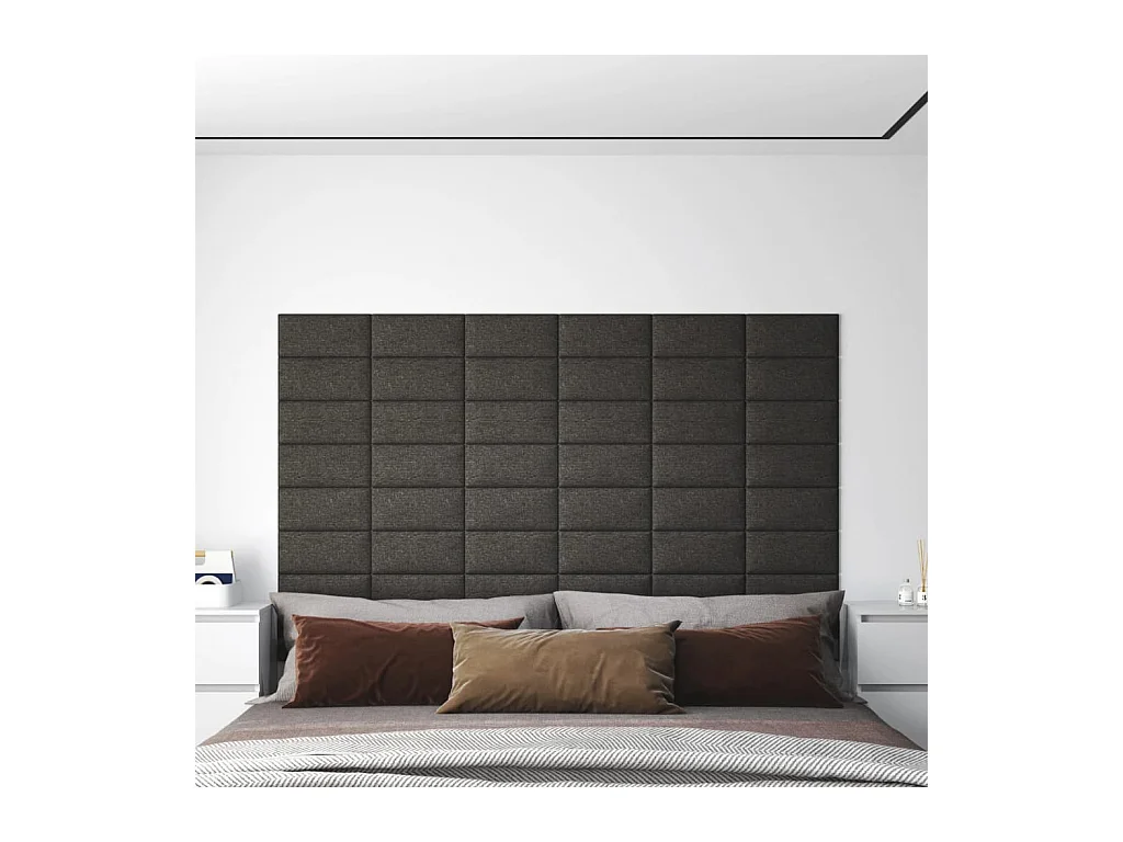 Panneaux muraux 12 pcs Gris foncé 30x15 cm Tissu 0,54 m² FR473182