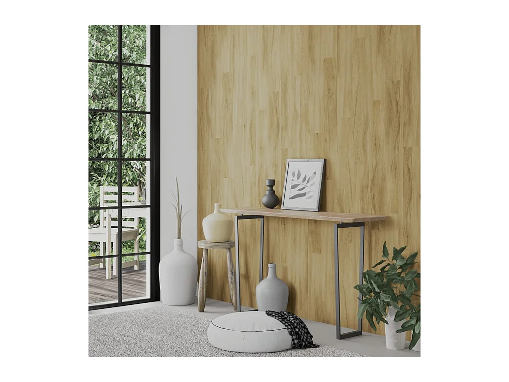 Paneles de pared con aspecto de madera PVC marrón 2,06 m² ES395285