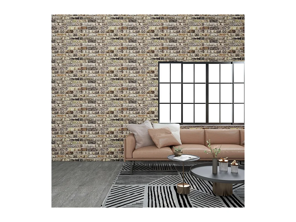 Panneaux muraux 3D avec design de brique multicolore 11 pcs EPS FR397544